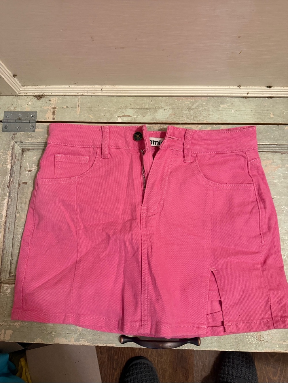 Luvamia Pink Denim Mini Skirt NWT Size Small